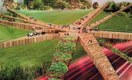 一个天桥，一个雕塑