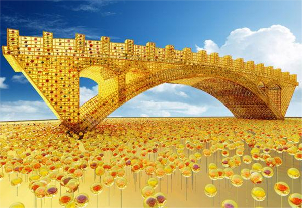 大型图腾雕塑《丝路金桥》在米兰展出